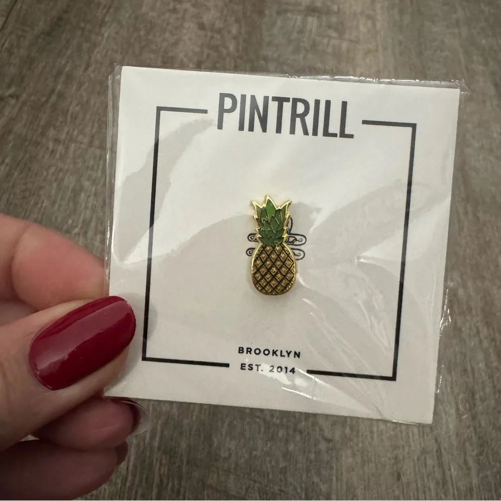 Pintrill Gold Pineapple Pin Whimsy Eclectic NWT